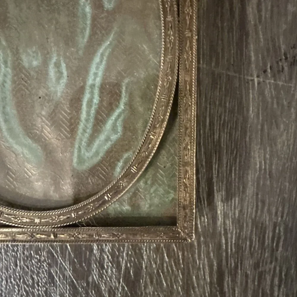 Antique Solid Brass Picture Frame with Original Glass – c. 1890–1915 – 3x4